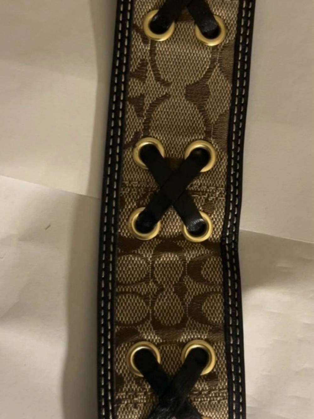 Vintage Y2K Coach Monogram Jacquard and Leather Small Chunky Belt - Picture 11 of 16